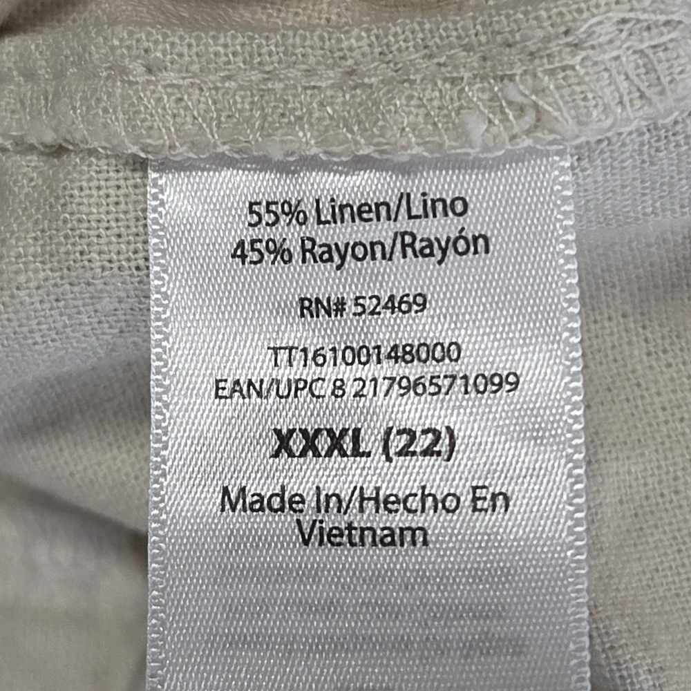 Time and Tru Women's Linen Blend Cargo Pants Beige Drawstring Pull On XXXL 22 NW